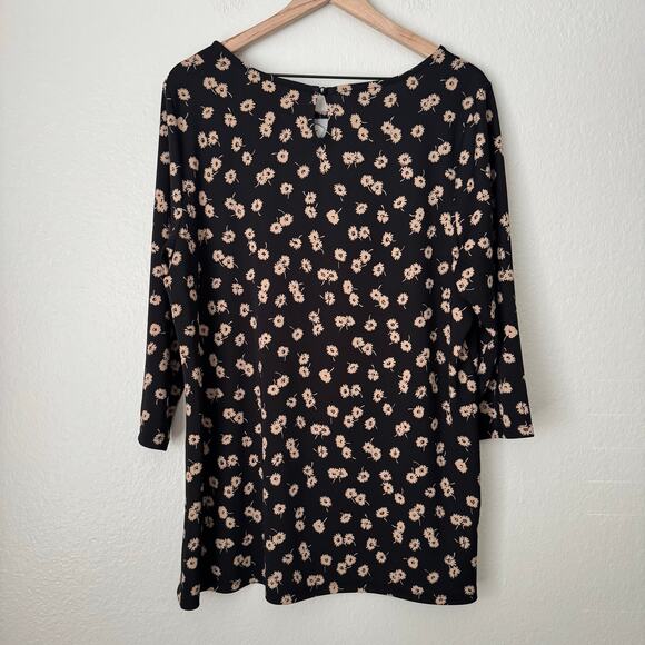 Talbots Plus Womens Black Floral Blouse Stretchy Longsleeve Scoop Neck Size 1X - Picture 7 of 11